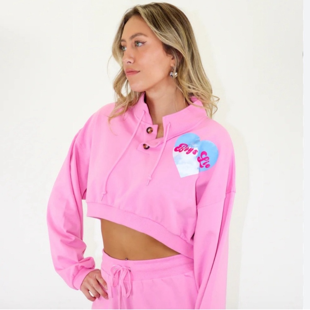 Boys Lie pink cropped sweatshirt sz S/M